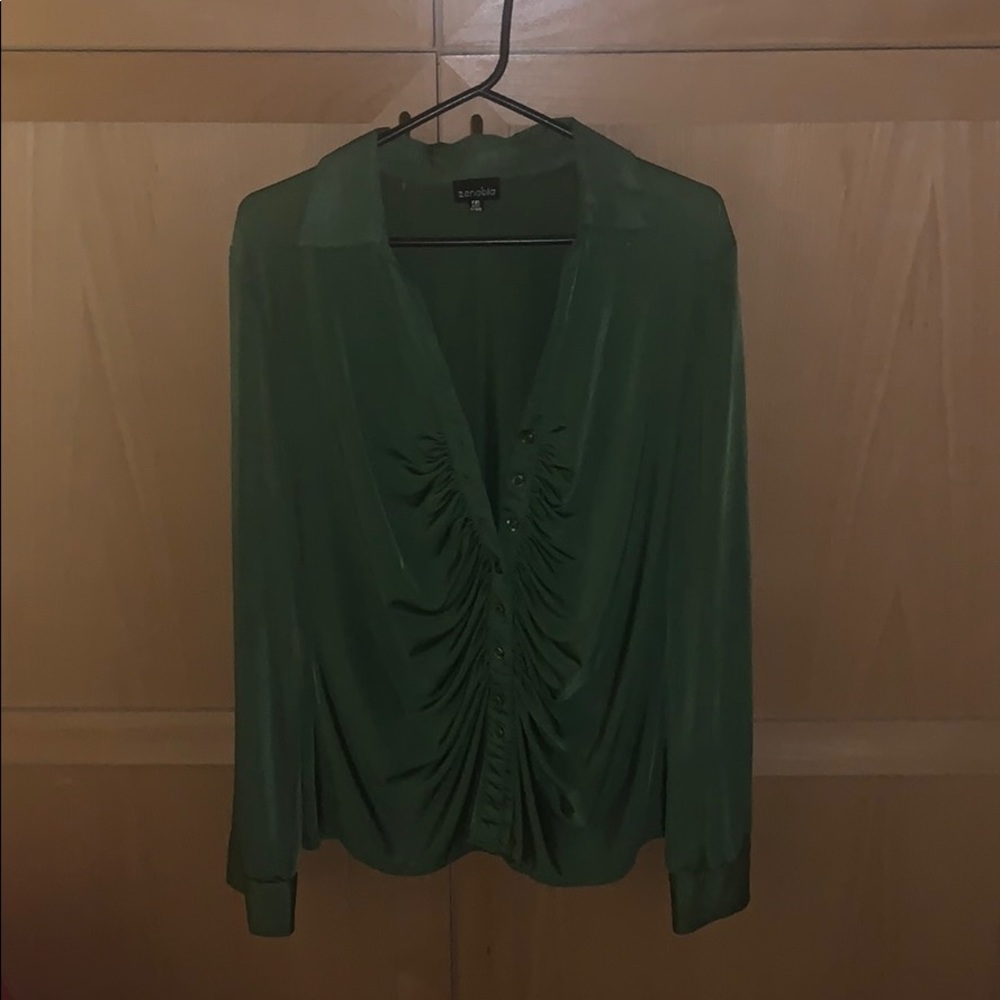 Emerald green ruffel blouse